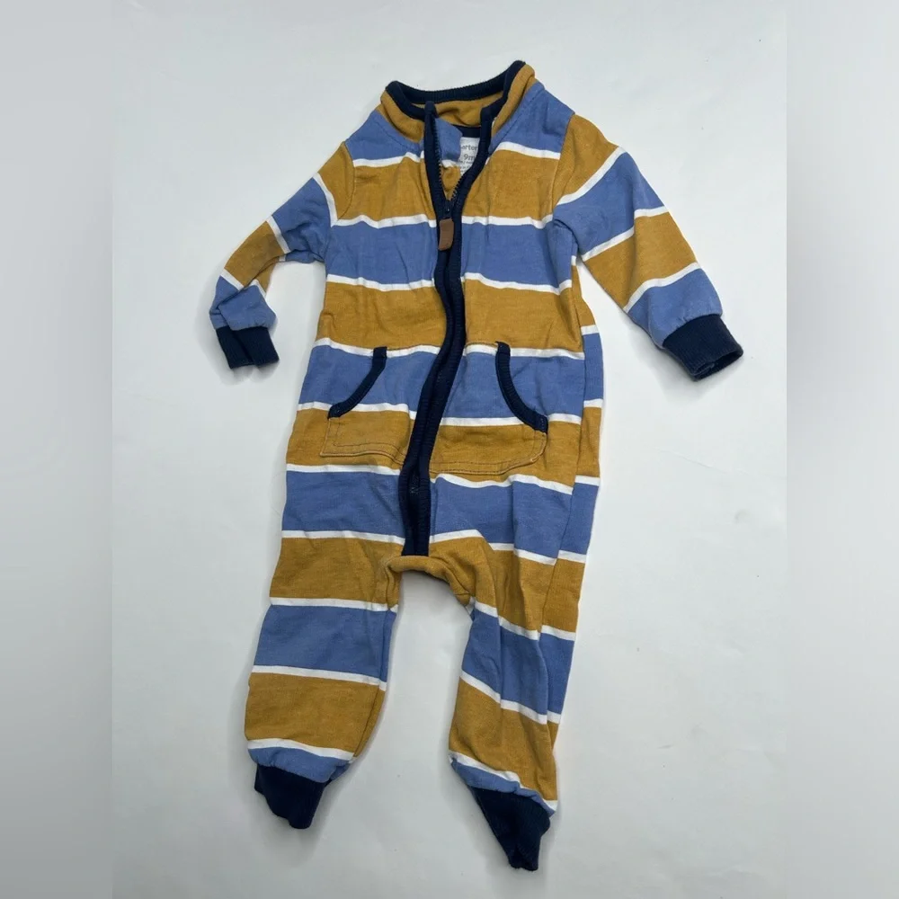 Carter’s Baby Boy Striped French Terry Jumpsuit 9M